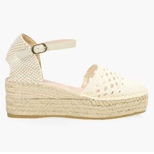 Browns Crochet Cream Espadrille Wedge Sandals